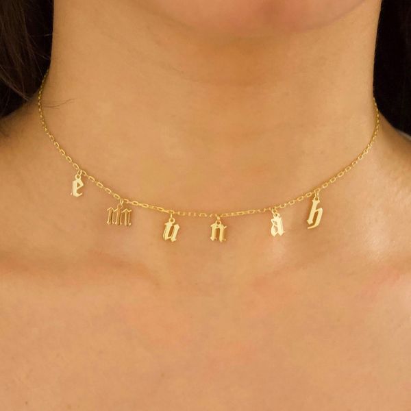 gothic choker necklace old english letter custom name necklace personalized gold initial birth year necklace jewelry for women, Golden;silver
gothic choker necklace old english letter custom name necklace personalized gold initial birth year necklace jewelry for women, Golden;silver