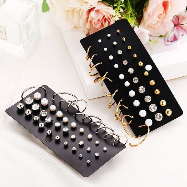 20pairs new simulated pearl stud earrings set creative retro simple rhinestone earring round geometric wholesale women gift, Black
20pairs new simulated pearl stud earrings set creative retro simple rhinestone earring round geometric wholesale women gift, Black