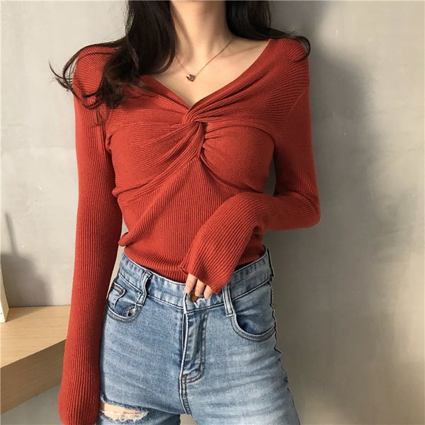 casual autumn v-neck basic woman long sleeve slim knitted pullovers new fashion brand korean style sweater solid ladies, White;black
casual autumn v-neck basic woman long sleeve slim knitted pullovers new fashion brand korean style sweater solid ladies, White;black