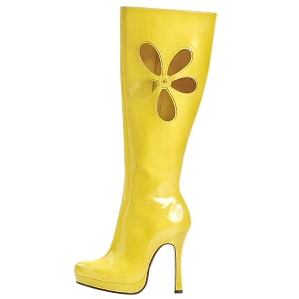 2019 women knee high boots yellow waterproof platform high heels flower cutouts botas zapatos de mujer fashion candy color 35-44, Black
2019 women knee high boots yellow waterproof platform high heels flower cutouts botas zapatos de mujer fashion candy color 35-44, Black