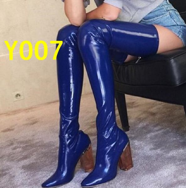 2019 clear chunky high heels over the knee boots women patent leather blue back stretch sock thigh high boots for women, Black
2019 clear chunky high heels over the knee boots women patent leather blue back stretch sock thigh high boots for women, Black