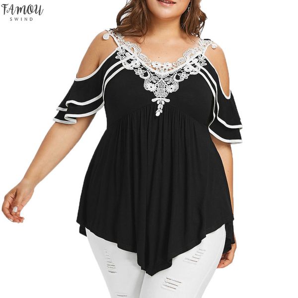 plus size fashion women lace appliques cold shoulder v neck polyester tee ladies shirt casual short sleeve blouse summer female blusa, White
plus size fashion women lace appliques cold shoulder v neck polyester tee ladies shirt casual short sleeve blouse summer female blusa, White