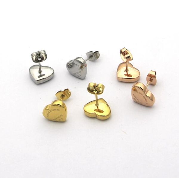 

2019 famou brand jewelry tainle teel luxury gold ilver ro e gold plated 925 new york heart tud earring for men women whole ale, Golden;silver