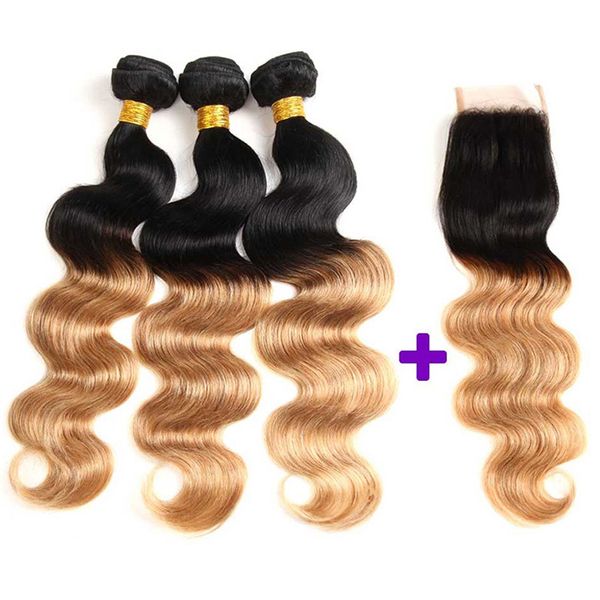 ombre two tone #1b 27 human hair bundles with closure brazilian virgin hair 3 bundles with closure body wave 3pcs with lace closure, Black;brown
ombre two tone #1b 27 human hair bundles with closure brazilian virgin hair 3 bundles with closure body wave 3pcs with lace closure, Black;brown