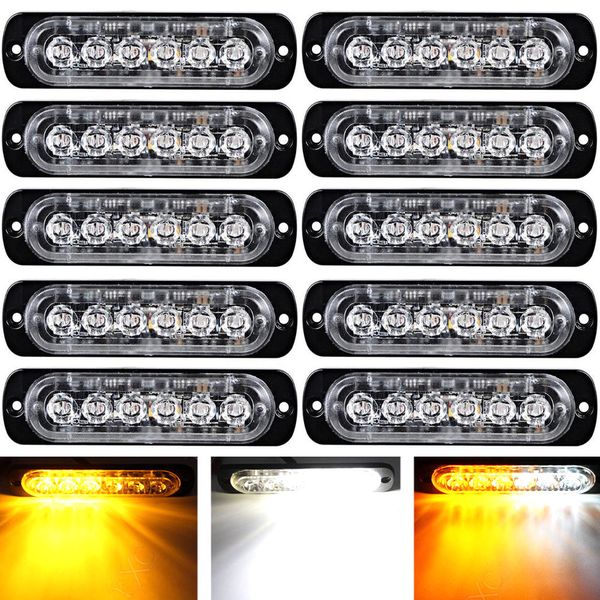 delivery 10pcs 6led car truck 6 led strobe light flash emergency hazard warning lamp white+amber car styling
delivery 10pcs 6led car truck 6 led strobe light flash emergency hazard warning lamp white+amber car styling
