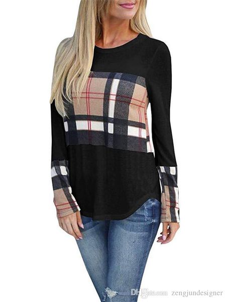 женская осень дизайнер plaid печати tshirts crew neck длинным рукавом сплошной цвет женской одежды мода стиль повседневная одежда, White
женская осень дизайнер plaid печати tshirts crew neck длинным рукавом сплошной цвет женской одежды мода стиль повседневная одежда, White