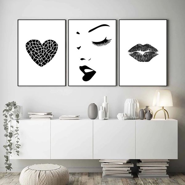 black and white heart lips abstract canvas painting poster art posters and prints decorative pictures modern live paintings
black and white heart lips abstract canvas painting poster art posters and prints decorative pictures modern live paintings