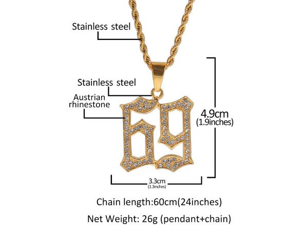 direct-selling designer luxury bling hip-hop diamond 69 digital pendant jewelry fashion personality stainless steel pendant necklace jewelry, Silver
direct-selling designer luxury bling hip-hop diamond 69 digital pendant jewelry fashion personality stainless steel pendant necklace jewelry, Silver