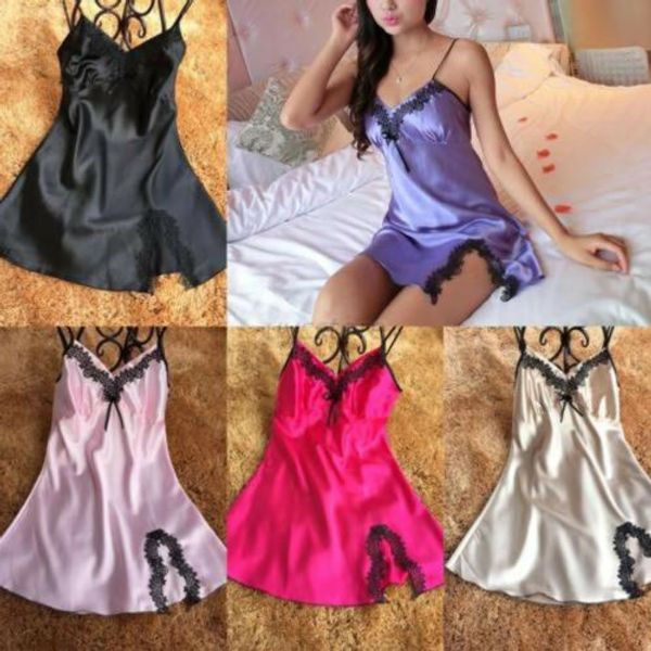 women's satin silk sleepwear sleeveless nightdress lingerie night dress hot, Black;red
women's satin silk sleepwear sleeveless nightdress lingerie night dress hot, Black;red