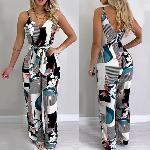 women v-neck jumpsuit fashion party backless floral print sleeveless overalls bodysuit ladies casual wide leg jumpsuit, Black;white
women v-neck jumpsuit fashion party backless floral print sleeveless overalls bodysuit ladies casual wide leg jumpsuit, Black;white