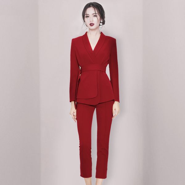 ellacey work suits for women red blazer and pants 2 piece set grade elegant women's pant suit trouser costume female, White;black
ellacey work suits for women red blazer and pants 2 piece set grade elegant women's pant suit trouser costume female, White;black