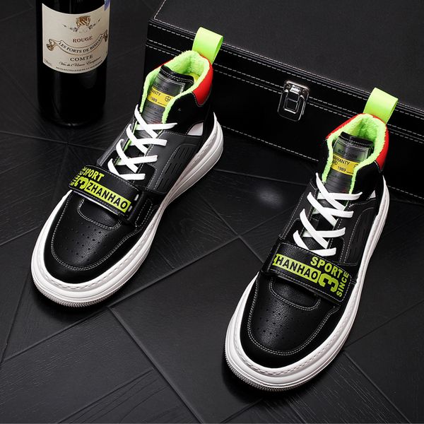 new men fashion casual winter warm plush mixed color leather british style ankle boot male high shoes for web celebrity, Black
new men fashion casual winter warm plush mixed color leather british style ankle boot male high shoes for web celebrity, Black