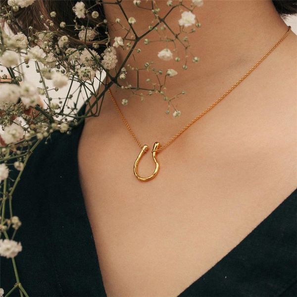 aomu trend niche design retro horseshoe u-shaped necklace simple twisted metal clavicle chain for women spring summer, Silver
aomu trend niche design retro horseshoe u-shaped necklace simple twisted metal clavicle chain for women spring summer, Silver