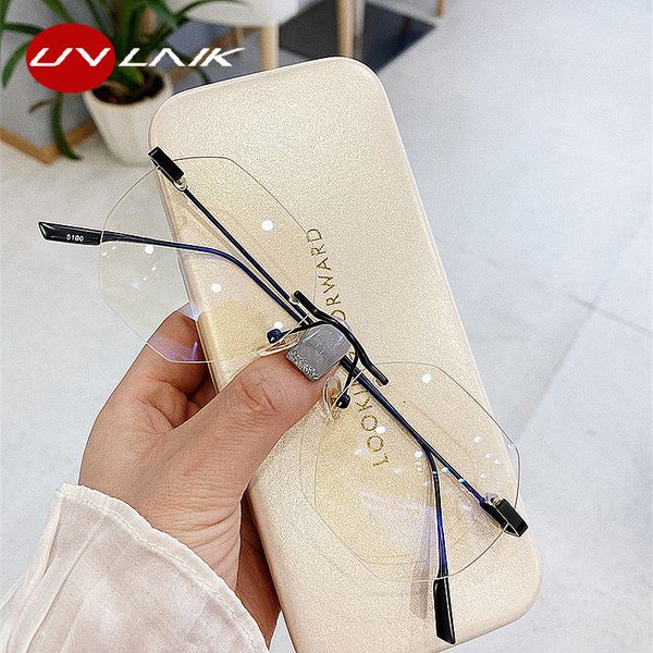 uvlaik blue llight blocking transparent rimless glasses frame women spectacle myopia glasses men optical eyeglasses frames, White;black
uvlaik blue llight blocking transparent rimless glasses frame women spectacle myopia glasses men optical eyeglasses frames, White;black