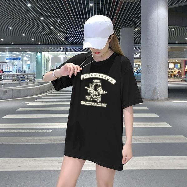 2020 women's summer loose reflective t- short-sleeved season round collar short-sleeved t-shirt women's midi fashionable shirt, White
2020 women's summer loose reflective t- short-sleeved season round collar short-sleeved t-shirt women's midi fashionable shirt, White
