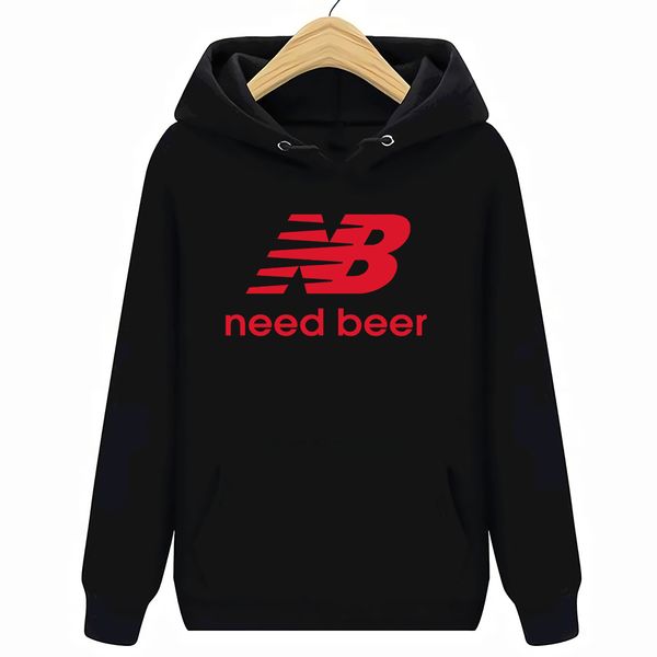 

need beer mens funny parody hoodies bbq joke alcohol party slogan hoodies sweatshirts size s-xxxl, Black