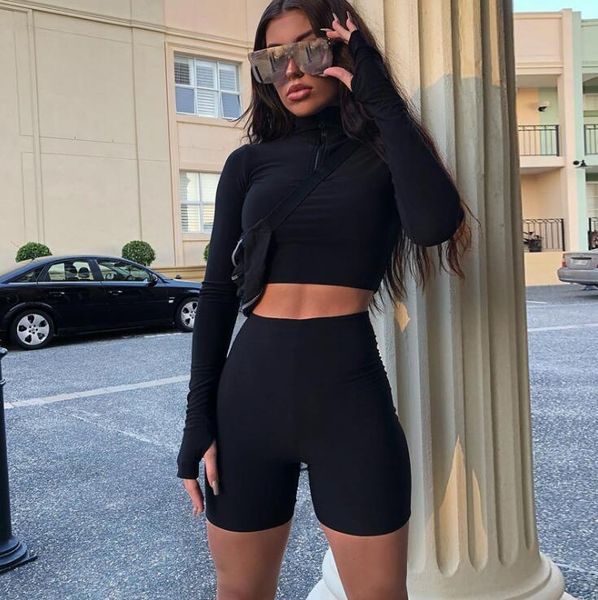 autumn black long sleeve women sportswear elastic long sleeve crop skinny shorts two piece set tracksuit, Gray
autumn black long sleeve women sportswear elastic long sleeve crop skinny shorts two piece set tracksuit, Gray