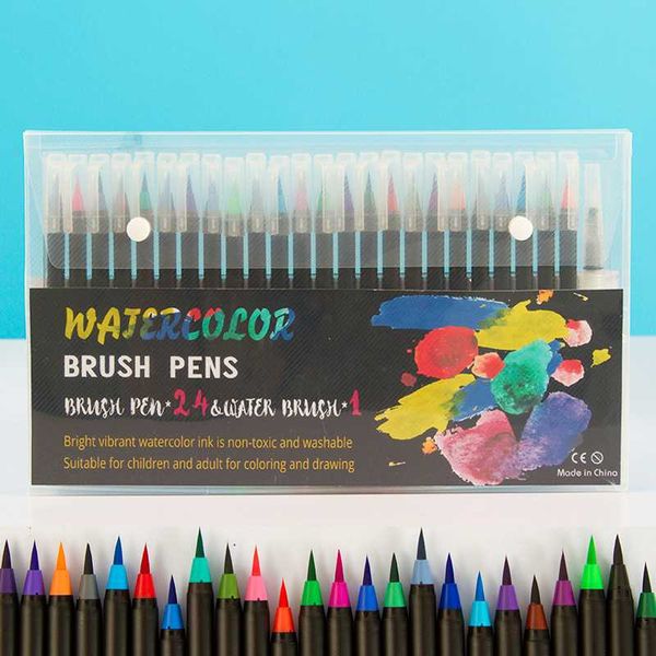 watercolor brush pens set of 24 - vibrant markers with flexible nylon brush tip for coloring books, calligraphy
watercolor brush pens set of 24 - vibrant markers with flexible nylon brush tip for coloring books, calligraphy