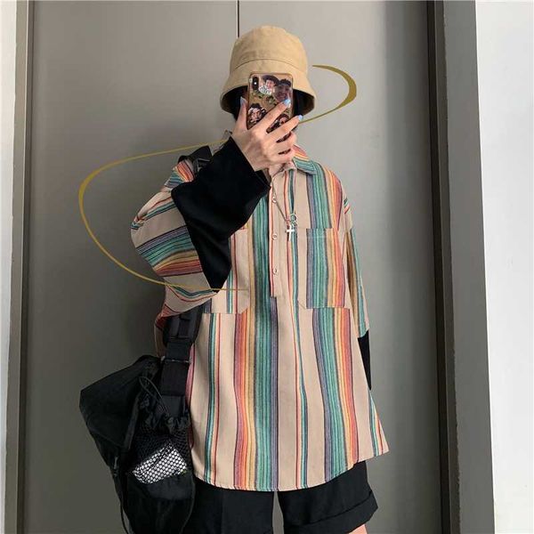 men's casual shirts panel vertical stripes cotton men shirt long sleeve loose button koszula korean streetwear clothes mm60ncs, White;black
men's casual shirts panel vertical stripes cotton men shirt long sleeve loose button koszula korean streetwear clothes mm60ncs, White;black