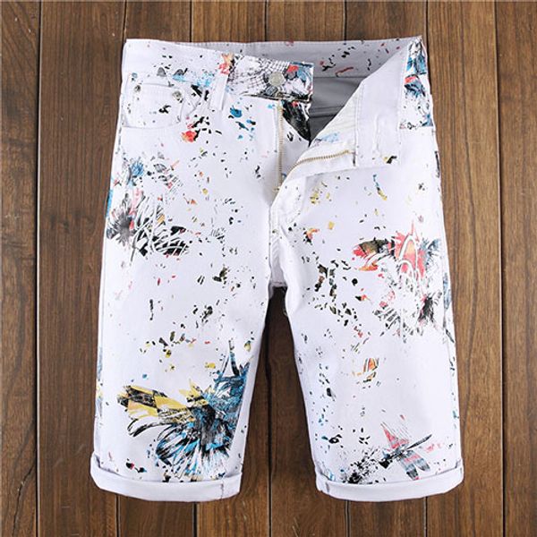european american style men's pants straight trousers flower painted white zipper slim short pants for men, Black
european american style men's pants straight trousers flower painted white zipper slim short pants for men, Black