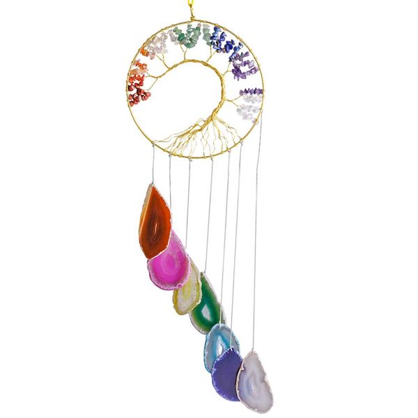 tumbeelluwa chakra crystal tree of life ornament & agate geode slices wind chime,suncatcher window wall decor hanging home decor, Black;white
tumbeelluwa chakra crystal tree of life ornament & agate geode slices wind chime,suncatcher window wall decor hanging home decor, Black;white