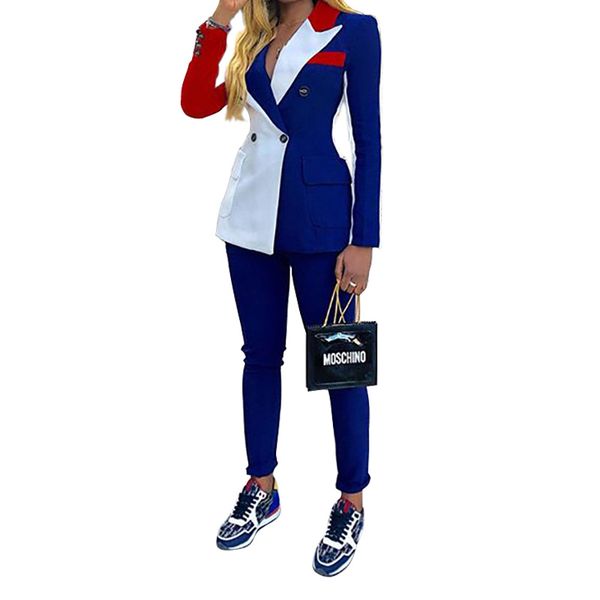 autumn and winter new stitching color pants set casual fashion long-sleeved jacket and pants 2 two-piece suit women's clothing, White
autumn and winter new stitching color pants set casual fashion long-sleeved jacket and pants 2 two-piece suit women's clothing, White