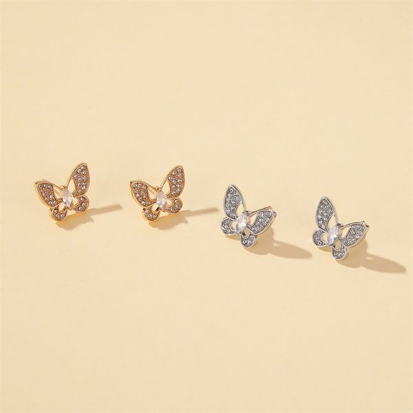 new gold silver color rhinestone butterfly stud earrings for women girls cute small minimalist earring jewelry accessories, Golden;silver
new gold silver color rhinestone butterfly stud earrings for women girls cute small minimalist earring jewelry accessories, Golden;silver