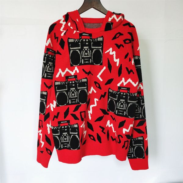 2019 new fashion autumn hooded women sweater luxury cartoon radio pattern red knitting geometric women designer sweater size s-l, White;black
2019 new fashion autumn hooded women sweater luxury cartoon radio pattern red knitting geometric women designer sweater size s-l, White;black