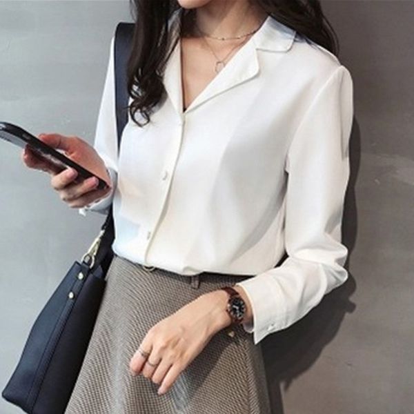 2020 women shirts blouses long sleeve turn-down collar solid ladies chiffon blouse office lady plus size chemise femme, White
2020 women shirts blouses long sleeve turn-down collar solid ladies chiffon blouse office lady plus size chemise femme, White