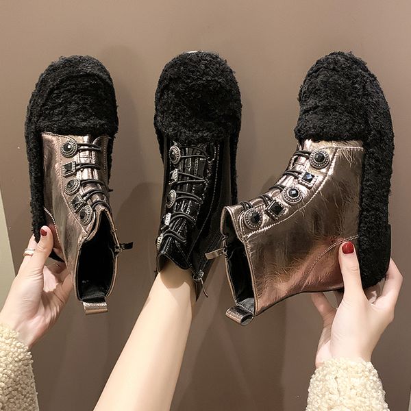 lace up brand women's shoes lady boots round toe boots-women winter footwear booties woman 2019 low heel australia plush, Black
lace up brand women's shoes lady boots round toe boots-women winter footwear booties woman 2019 low heel australia plush, Black