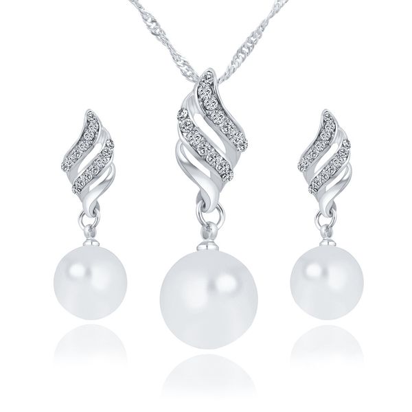 wholesale artificial pearl earrings necklace set spiral jewelry grace simple jewelry set ing, Silver
wholesale artificial pearl earrings necklace set spiral jewelry grace simple jewelry set ing, Silver