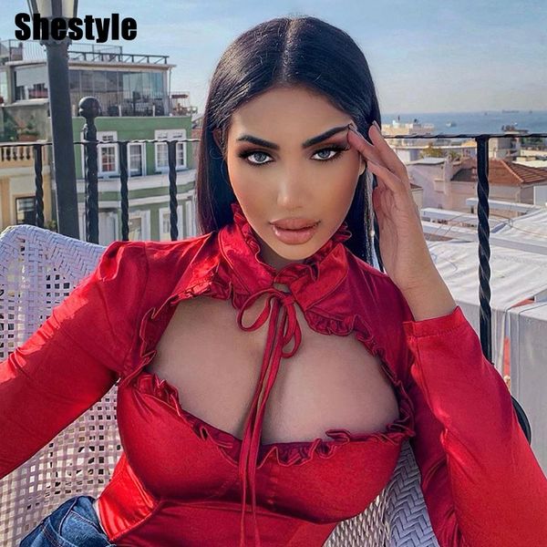 shestyle satin lace vintage retro high neck t shirts women low cut solid long sleeve tie up crop spring stylish tide, White
shestyle satin lace vintage retro high neck t shirts women low cut solid long sleeve tie up crop spring stylish tide, White
