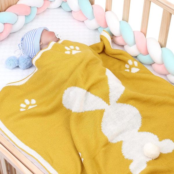 детские одеяла симпатичные 3d кролик вязаная новорожденный bebe пеленальный wrap одеяло весна-лето дети коляски постельные принадлежности бе
