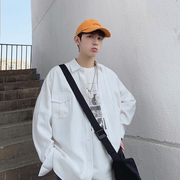 ewq / men's wear casual long sleeve loose shirt 2020 spring new high street lapel blouse men's single breasted hd679, White;black
ewq / men's wear casual long sleeve loose shirt 2020 spring new high street lapel blouse men's single breasted hd679, White;black