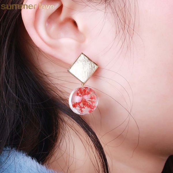 new arrival dried flowers earrings creative plant clover glass ball dangle earring for women girls jewelry gift, Silver
new arrival dried flowers earrings creative plant clover glass ball dangle earring for women girls jewelry gift, Silver