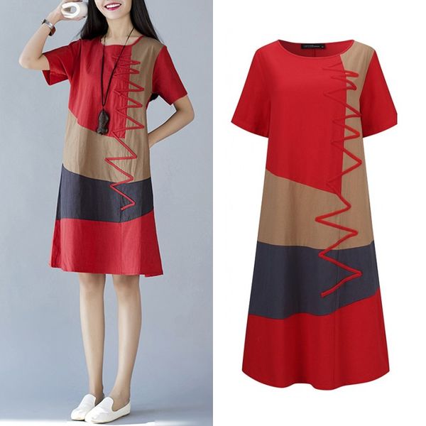 plus size patchwork sundress 2020 zanzea vintage women's summer dress casual short sleeve knee length vestido female o neck robe, Black;gray
plus size patchwork sundress 2020 zanzea vintage women's summer dress casual short sleeve knee length vestido female o neck robe, Black;gray