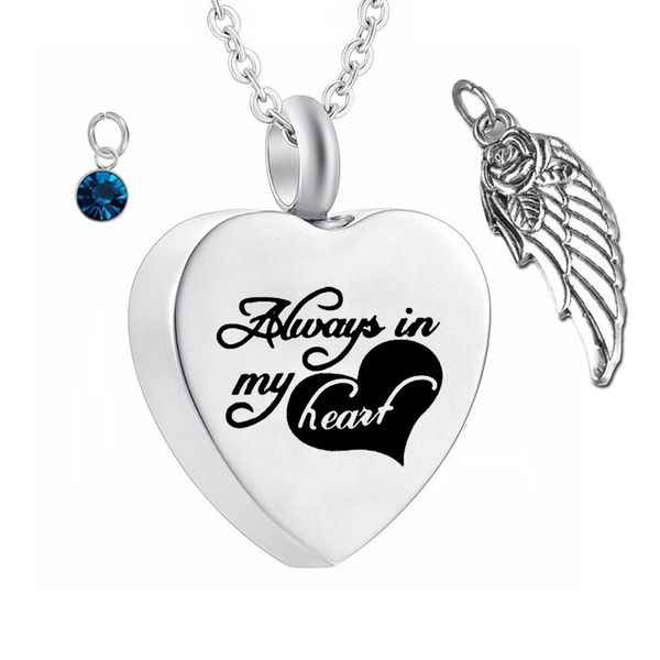 cremation urn necklace for ashes always in my heart for angel wings pendant birthstone jewelry with fill, Silver
cremation urn necklace for ashes always in my heart for angel wings pendant birthstone jewelry with fill, Silver