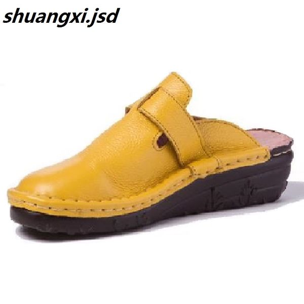 women sandals genuine leather slippers fashion round high with deodorant shoe summer zapatillas beige inside women's shoes, Black
women sandals genuine leather slippers fashion round high with deodorant shoe summer zapatillas beige inside women's shoes, Black