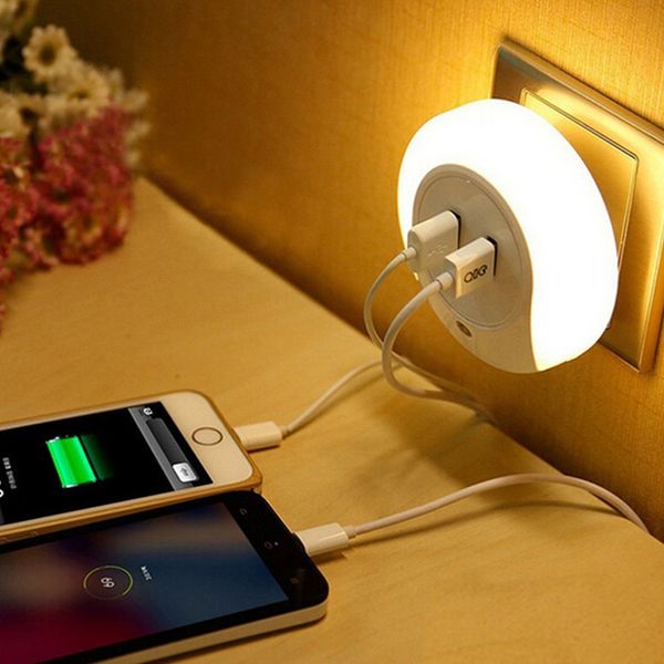 Haoxin Fashion Atmosphere Lamp Novelty Mobile Phone Charger Led Night Light Double Usb Port Sensor Light For Bedroom Living Room