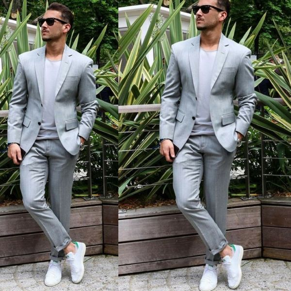 light gray groom tuxedos for wedding wear 2019 two pieces(jacket+pants) peaked lapel custom made suits blazer, Black;gray
light gray groom tuxedos for wedding wear 2019 two pieces(jacket+pants) peaked lapel custom made suits blazer, Black;gray