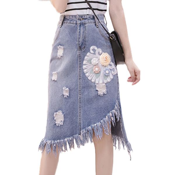 skirts 2021 summer fall women high waisted beading appliques tassel denim skirt female woman irregular ripped hole jeans j241, Black
skirts 2021 summer fall women high waisted beading appliques tassel denim skirt female woman irregular ripped hole jeans j241, Black