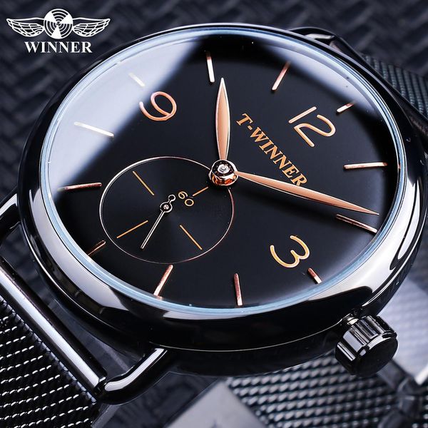 winner black mens mechanical watches simple slim thin hand wind analog stainless steel mesh band wristwatches clock watch montre, Slivery;brown
winner black mens mechanical watches simple slim thin hand wind analog stainless steel mesh band wristwatches clock watch montre, Slivery;brown