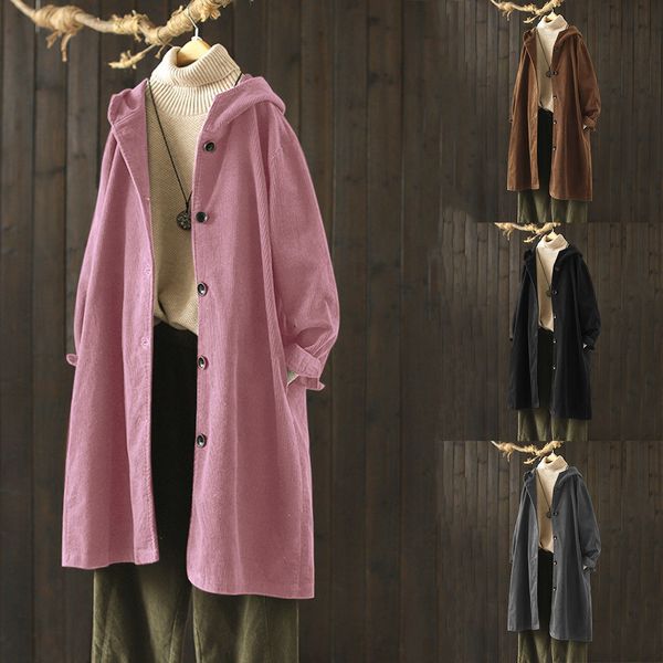 winter warm woman vintage pockets corduroy solid button sleeve loose casual plus size medium length overycoat, Tan;black
winter warm woman vintage pockets corduroy solid button sleeve loose casual plus size medium length overycoat, Tan;black