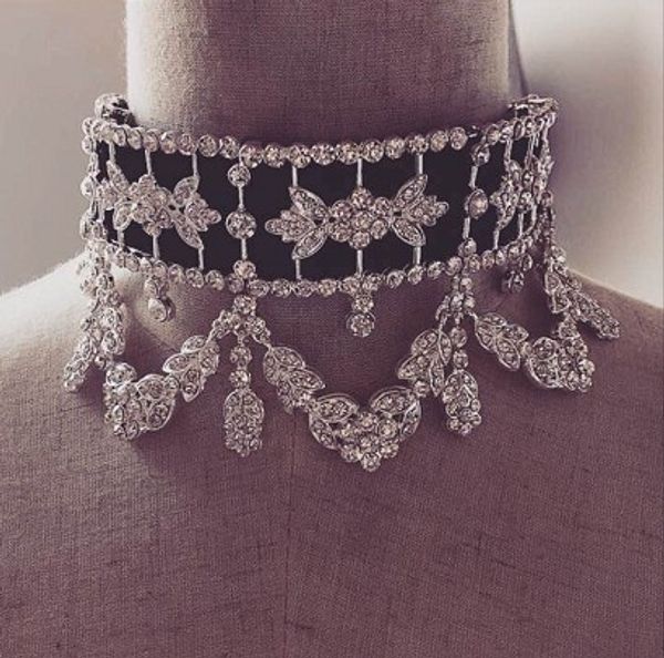 europe and the united states big fashion personality wide version rhinestone jacquard flannel necklace neck chain women, Silver
europe and the united states big fashion personality wide version rhinestone jacquard flannel necklace neck chain women, Silver