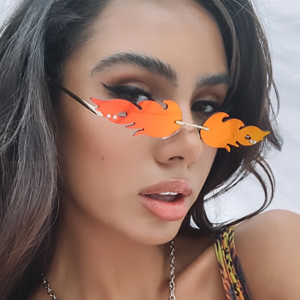 women men rimless wave sun glasses new 2020 fashion fire flame sunglasses eyewear luxury design narrow sunglass shade streetwear, White;black
women men rimless wave sun glasses new 2020 fashion fire flame sunglasses eyewear luxury design narrow sunglass shade streetwear, White;black