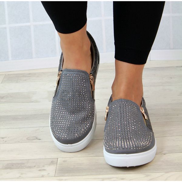 2020 new large size double zipper rhinestone snake pattern round head flat bottom casual white shoes women, Black
2020 new large size double zipper rhinestone snake pattern round head flat bottom casual white shoes women, Black