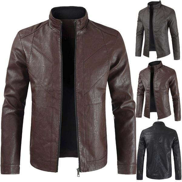 2019 men's leather coat new style stand collar solid color leather coat dl206, Black
2019 men's leather coat new style stand collar solid color leather coat dl206, Black