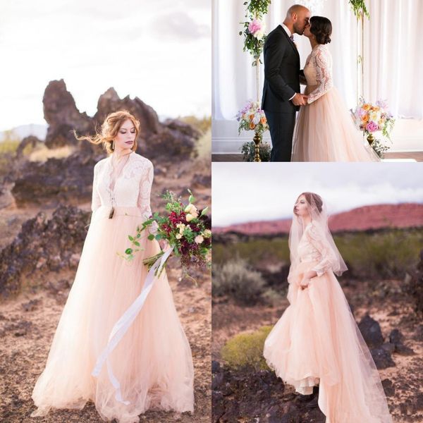 vintage blush pink long sleeve country wedding dresses 2019 modest fairy v-neck outdoor farm bohemian bridal reception wedding dress, White
vintage blush pink long sleeve country wedding dresses 2019 modest fairy v-neck outdoor farm bohemian bridal reception wedding dress, White