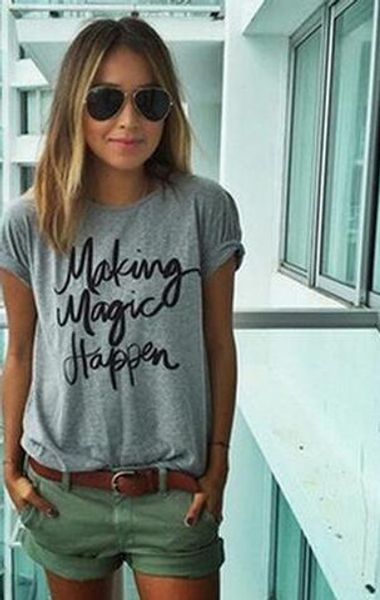 make magic happen печатный для женщин футболка camisetas poleras женская футболка женская футболка топы повседневная женская футболка, White
make magic happen печатный для женщин футболка camisetas poleras женская футболка женская футболка топы повседневная женская футболка, White