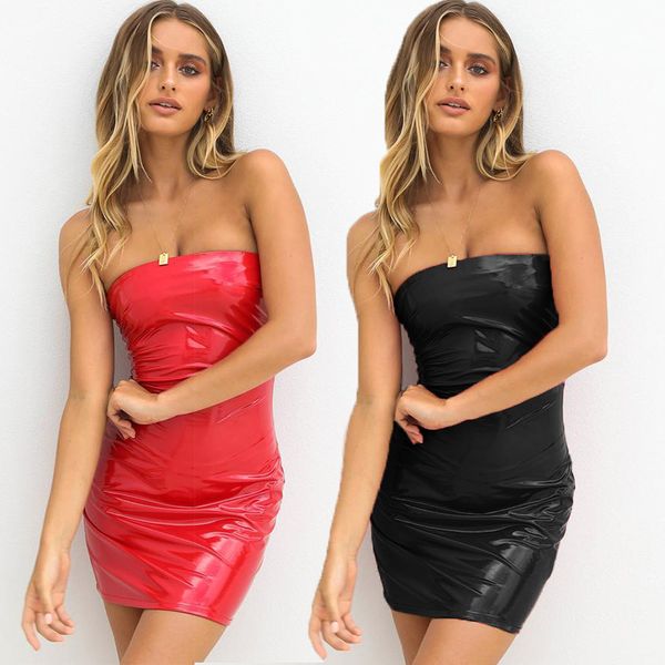 Sexy PU Leather Women Dress Sleeveless Pencil Mini Bodycon Club Party Dresses Spring Summer Black Red Leather Dresses BD1941
Sexy PU Leather Women Dress Sleeveless Pencil Mini Bodycon Club Party Dresses Spring Summer Black Red Leather Dresses BD1941